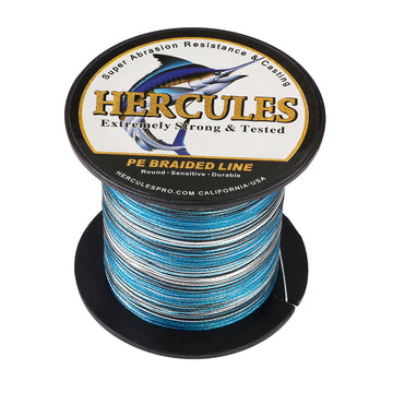 100M 109Yds Camo Blue 6lb-100lb HERCULES PE Braided Fishing Line 4 Strands